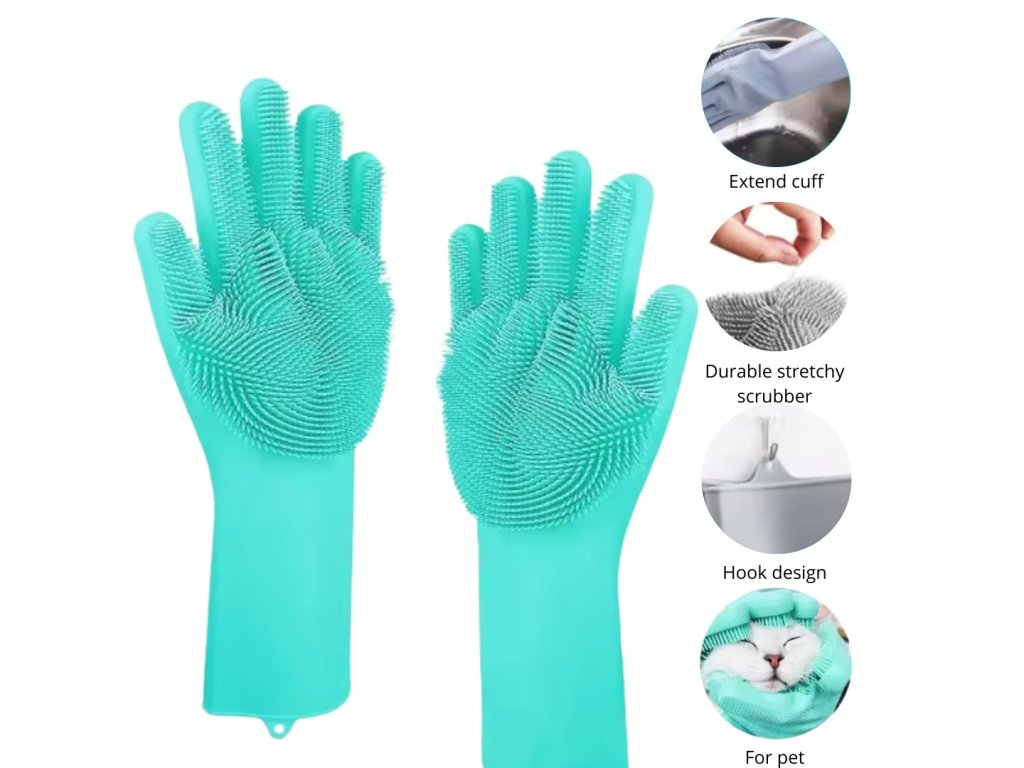 Silikonowe rękawice do mycia naczyń